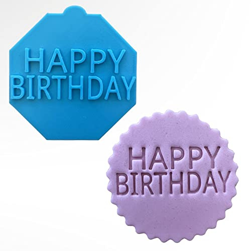 Happy Birthday Fondant Stamp Debosser Cupcake Icing Cookie Decoration Cake (Small - 6cm)