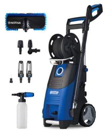 Nilfisk Premium 200-15 EU Hochdruckreiniger - 200 Bar, 650 l/h, 15m Stahlarmierter Schlauch, Teleskopgriff, Automatik Start/Stop, Zubehör für Auto-, Boot- & Fahrzeugreinigung
