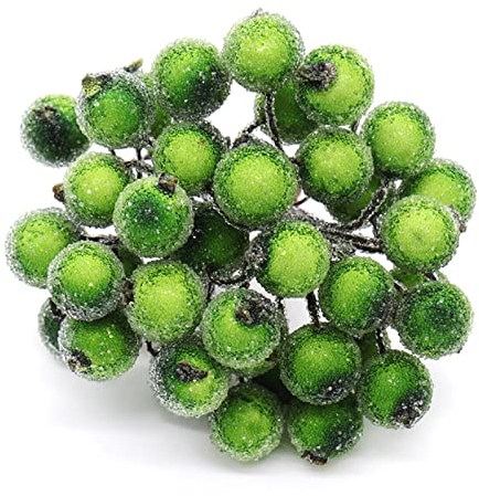 Künstliche Deko-Pflanzen – Mini-Weihnachten, gefrostete Früchte, Beeren, Stechpalme, künstliche Deko-Blume, DIY, Heim-Weihnachtsdekoration, Heim-Hochzeitsdekoration (Color : Deep Green)