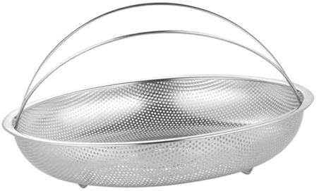 FUNOMOCYA Panier Vapeur Inox 22,5 Cm Poignée Isolante, Passoire Anti-rouille à Trous Denses Pour Cuisson Vapeur Rapide De Riz, Légumes Et Fruits, Utilisable Autocuiseur, Ustensile Cuisine Pratique