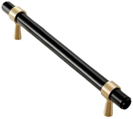 Möbelgriff Reines Kupfer,Schrankgriffe Massives Kupfer,SchubladenKnöpfe Nordischer Stil,Türgriff Messing Bronze für Schlafzimmer Kleiderschrank Profilgriff Zierteile (Schwarz,Lochabstand 64mm)