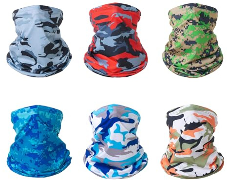 YNR 6er Pack Bandana Multifunktionstuch Nahtlose Bandanas Nahtlose Kopfbedeckung Reiten Gedruckt Bandanas Elastisch Schlauchtuch Nahtloses Halstuch für Outdoor-Sport Radfahren Angeln