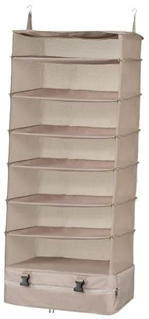 predolo Hängende Packwürfel Regale, Organizer Tasche, Vielseitig Einsetzbar, Zum Aufhängen von Kleidung, Reise Organizer, Platzsparend für Den Heimgebrauch, H, braun, Siebte Etage