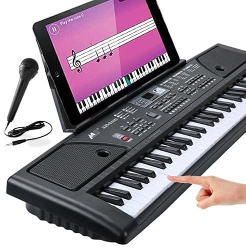 Electronic Keyboards, 61 Keys Portable Electronic Keyboard with USB cable for Beginners & 3-12 Kids, Piano Gift for Child Boys Girls, Black