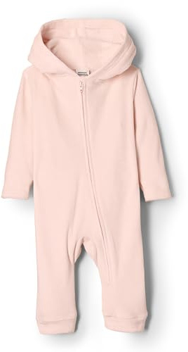 Amazon Essentials x Sofia Grainge Unisex Babies' Velour Hooded Coverall, Light Pink, 6-9 Months