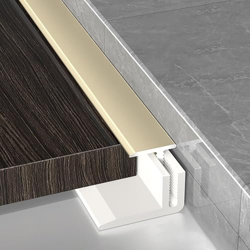 Raouoae Übergangsprofil Abschlussprofil 90cm*3 Aluminiumlegierung Metallprofil Übergangsleiste Inklusive Basisprofil, Profilsystem Für Parkett- Und Laminatböden(Gold,Breite:13.5mm)