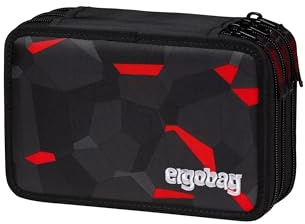 ergobag Maxi Mäppchen TaekBärdo - Grau | 40-teiliges Set mit Lyra Bunt- und Filzstiften, Lineal, Schere und Kleingeldfach für einen gut ausgestatteten Schulalltag