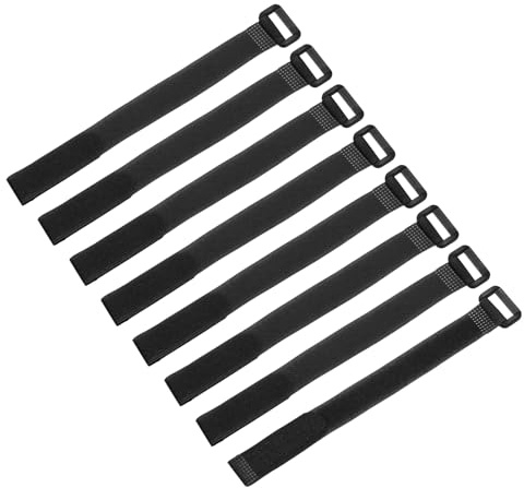 sourcing map 8Pcs Reusable Battery Tie Down Straps,0.8x10 Black Nylon Multipurpose Battery Hold Down Adjustable Cinch Strap Hook Loop Fastening Tie for Quadcopters FPV RC Drone Boat Car