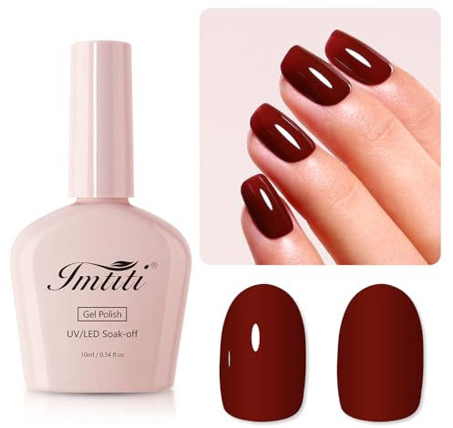 Imtiti Rot UV Nagellack, 10ML Burgunder Rot UV Gel Nagellack Soak Off Led Gel Nail Polish Herbst Winter Gel Nagellack DIY Nagel Kunst Starter Maniküre Salon Gellack UV Kit