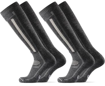 DANISH ENDURANCE Calcetines de Esquí, Lana Merino, 2 Pack Gris 35-38