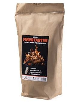HOT POTT Firestarter 1kg - Bio-Anzünder Kaminanzünder Grillanzünder Ofenanzünder - ökologische Anzündhilfe natürlich aus Holzwolle & Wachs