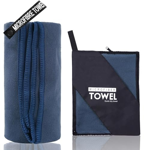 KANGSIT Microfibre Towel - compact, ultra lightweight & quick dry towel, the perfect gym, travel & swimming towel for sports, camping & hiking-80x40cm (Navy Blue, 80x40 cm)