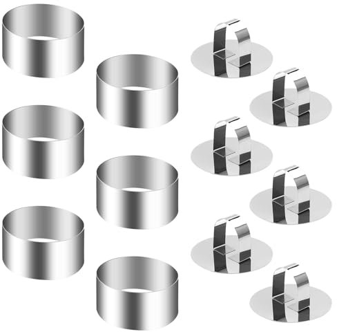 Juego de 6 anillos de postre y anillos de comida, anillos para servir, 8 cm, anillos pequeños para servir, acero inoxidable, juego de anillos de postre, moldes para magdalenas, moldes para postres