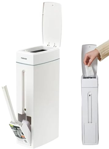 Pattumiera da bagno piccola - Pattumiera da bagno sottile con coperchio, cestino per rifiuti efficiente in termini di spazio | Pattumiera dal design stretto per spazi ristretti, set di contenitori per