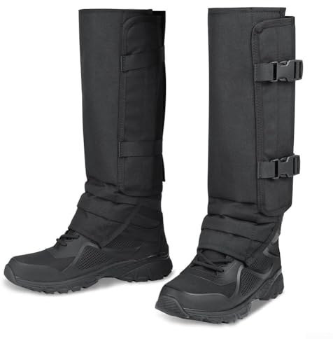 Getdoublerich Dschungel-Gamaschen mit Schlange zum Schutz – verstellbare Beinschoner aus Oxford-Gewebe für Wandern, Jagd und Dschungel-Trekking (schwarz)