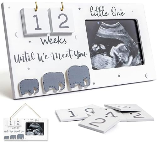 PANYI Baby Scan Bilderrahmen Holz Ultraschallbild Baby-Bilderrahmen zum | Werdende Mutter Ersten Scan der Schwangerschaft Sonogramm Countdown Wochen Geschenke Werdende Mütter Langlebig Sicher Ungifti