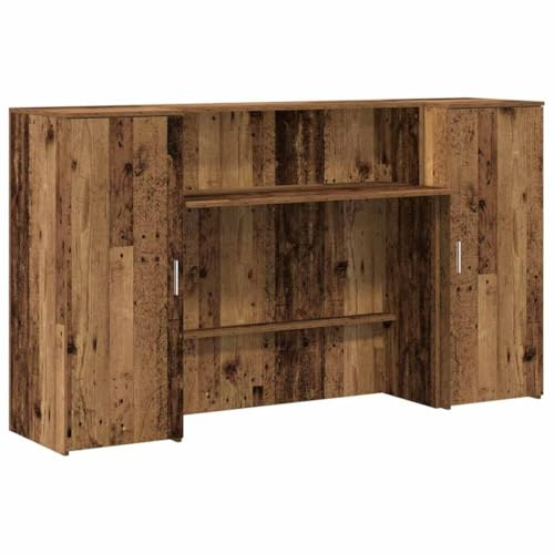 Kleiner Schreibtisch Schreibtische Schminktisch Study Table - Empfangstheke Altholz-Optik 180x50x103,5 cm Holzwerkstoff für Arbeitszimmer Büro Küche Balkon
