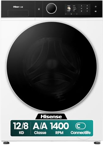 Hisense 5i KitchenFit Series Washer Dryer 12kg/8kg WD5I1245BWR, Auto Dosing, WiFi Connected, Steam Function, 1400rpm, LED Display, White