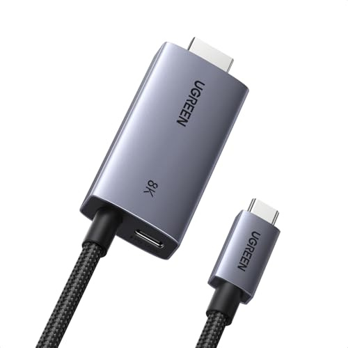 UGREEN USB C till HDMI 2.1-kabel 140 W PD snabbladdare 8 K @ 60 Hz 4 K @ 240 Hz 1440P @360 Hz Thunderbolt 5/4/3 typ C HDR Dolby Atmos VRR-adapter kompatibel med MacBook Pro/Air M4 M5, iMac, iPad
