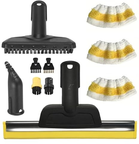 10 Piezas Accesorios de Limpiadores a Vapor Para Kärcher Sc1 Sc2 Sc3 Sc4 Sc5, Juego de Cepillos para Limpiadores a Vapor, Que Incluye Boquilla Curva, Limpiacristales y PañO de Microfibra