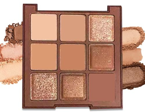 9 Farbe Eyeshadow Palette, Hochpigmentiert Lidschatten Palette, Chocolate Lidschatten Makeup, Professional Eyeshadow Mit Spiegel, Matt Und Glitzer, Für Alltag, Partymakeup