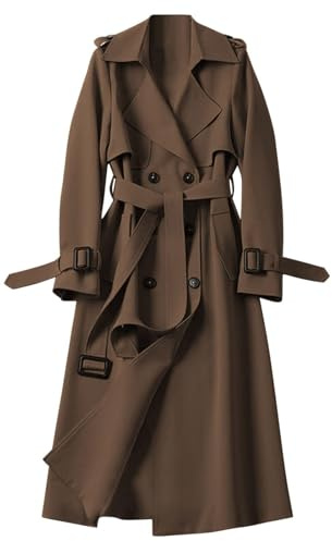 Generisch wintermantel damen lang weiß Trenchcoat Lang Wintermantel Winddichter Windjacke Zweireiher Jacke Übergangsmantel Klassische Mantel Herbst Frühling Frauenmantel Damenmantel teddyjacke damen