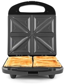 Progress Sandwichera – Máquina de Sándwiches Antiadherente, Cocina 4 Sándwiches Tostados, Prensa para 4 Rebanadas, Control Automático de Temperatura, Fácil de Limpiar, Mango de Tacto Frío, 1200W