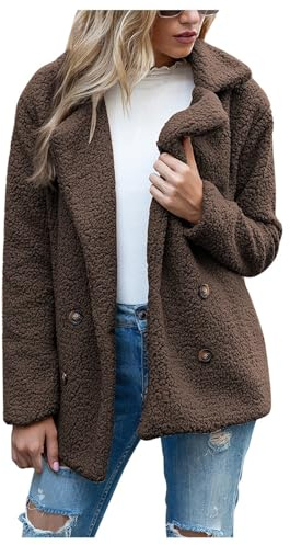 Genérico Chaquetones Mujer Invierno Chaqueta de para Forros Abrigos de Pelo para Chaqueta Larga Invierno Tallas Grandes Abrigo Peluche Sin Capucha Abrigo Mujer Pelo Café 3XL