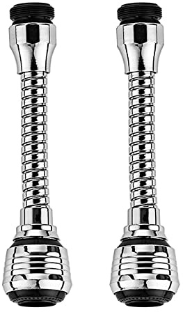 Gebildet 2pcs Aérateur Robinet Pivotant Grand Angle 360Degrés, Buse Baignoire Haute Pression Rotative Remplacement, pour Robinet D'évier Salle Bain Cuisine à Domicile (avec Adaptateur Tuyau Mobile)