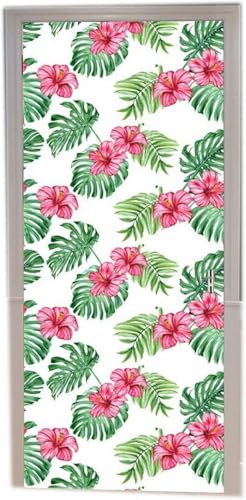 TACOKI Adesivi per Porte Monstera Deliziosa Fiori Adesivo Porta Autoadesiva Sticker Murale Carta da Parati Decorazione Parete Soggiorno Camera da Letto Poster Parati 88x200 cm 4450z