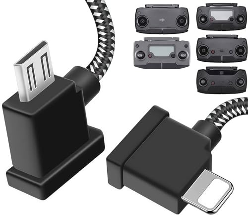 30cm Micro auf IOS Fernsteuergerät Kabel,Controller Datenkabel Drohne zu IPhone 14/13/12/11/xr, DJI Mavic Mini, SE,Mavic 2 Pro/Zoom, Mavic Air,Mavic Pro,Spark Drohne zu Tablet Kurz 90-Grad-OTG-Zubehör