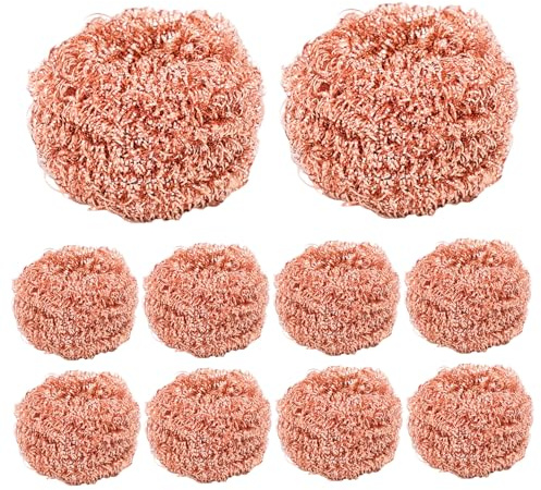 Copper Scrubber 10Pcs Heavy-Duty Non Scratch Copper Sponge Reusable Scouring Pads for Cast Iron Stainless Steel Oven Grills - Scrubber