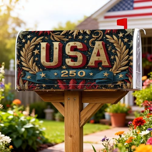 Coperture magnetiche per cassette postali americane, copertura patriottica vintage per cassetta delle lettere con alloro e stelle del giorno dell'indipendenza, per decorazioni esterne, 53 x 64 cm