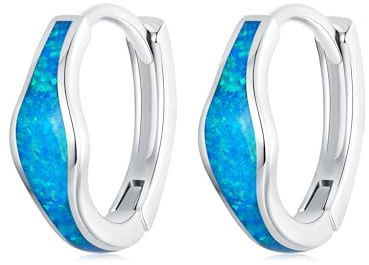 Opal stud Hoop Örhängen Hypoallergena små kopparbågar för kvinnor Flickor Känsliga öron