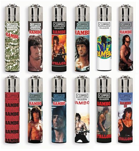 Clipper Large grafiche RAMBO serie completa - 12 Accendini