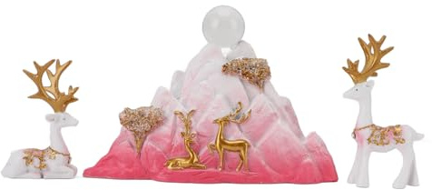 Rådjursstatyer 2-pack |Figurer för Hylla/Mantel (Rosa)
