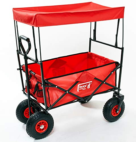 Bollerwagen faltbar Luftreifen Dach Luftbereifung Strand 80kg Boden mit Polsterung Transportwagen Picknick Urlaub Offroad Famillie