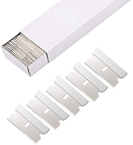 Ehdis 100 Piezas Cuchillas de Repuesto de Primera Calidad para rascador de vitrocerámica, Cuchillas de Acero Inoxidable para la eliminación de Pegamento, Pintura, calcomanías, Tinte