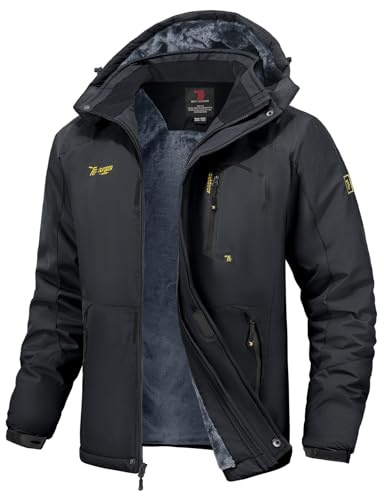 YSENTO Mens Waterproof Ski Winter Jacket Outdoor Warm Windproof Fleece Coats with Hood(Black,M)