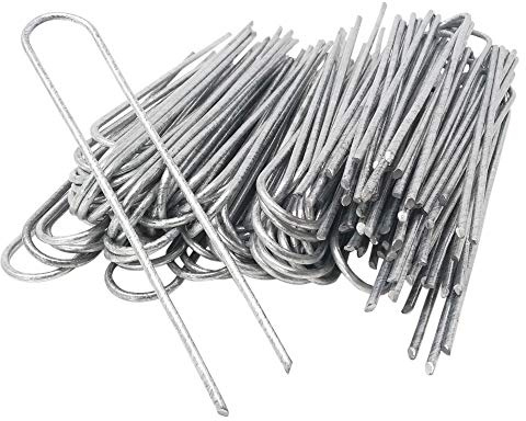 ToCi 100 x Bodenanker 200 x 25 mm – Verzinkte Erdanker aus 3,8 mm Stahldraht - U-Heringe zur Befestigung von Unkrautvlies, Folie, Schläuchen & Kabeln - Fixieranker für Harte Böden