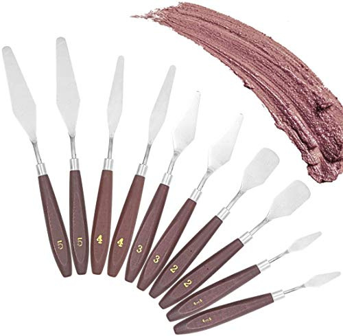 Geluode 10 Stück Palettenmesser Set, Palettenmesser, Malerei Messer, Kunst-Malspachtel, Malmesser Malspachtel Künstler Set für Ölgemälde/Öl/Acryl/Handwerk, Zwei Sets Von 5