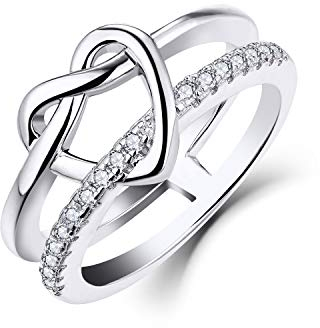JO WISDOM Damen Ring Herz Breit Silber 925 Ringe Unendlichkeit mit 3A Zirkonia Verlobungsring,Schmuck für Frauen
