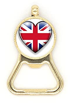 Union Jack Heart-shaped Britain UK Flag Beer Bottle Cap Opener Stainless Steel Key Chain