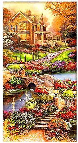 DIY 5D Diamant Peinture Kits,Chalet de jardin grande taille Diamond Painting Strass Complet Chambre Complete Adulte Arts pour La Maison Décoration Murale Cadeau d'images de mosaïque 40x80cm