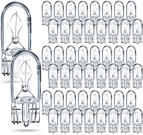 Honoson 1/4 Wedge Base 12V 5W Bulb Clear Krypton Light Bulb for Landscape, RV and Cabinet Lighting (50 Pieces)