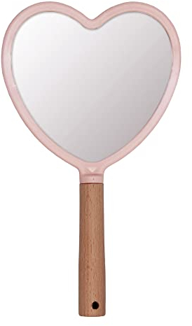 Eaoundm Handspiegel für Make-up, Kleiner Holz-Handspiegel, tragbarer Reise-Kosmetikspiegel für Männer und Frauen, 14 x 23 cm (B x L)