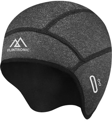 flintronic Bonnet de Cyclisme, Hiver Cyclisme Bonnet sous Casque Coupe-Vent avec Couvre Oreilles et Trou Lunettes, Chaud Coupe-Vent Course Bonnets Chapeaux sous Casques Polaire