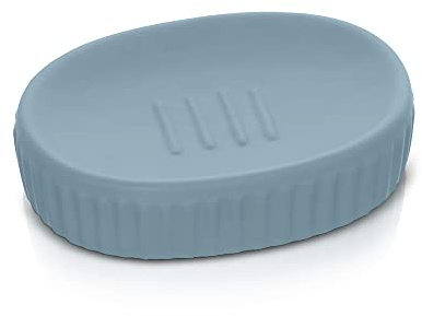 Porta sapone da appoggio turchese cobalto, piattino in ceramica, linea Cup