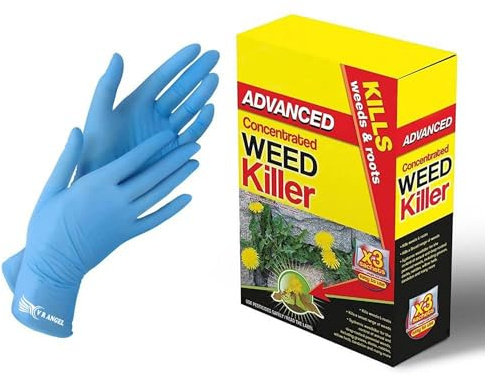 Advanced Weed Killer Concentrated Extra strong with 1 Pair Non-Sterile Gloves Super Strength and Easy to use, Weed & Roots Control with Glyphosate (3 x 80ml Sachet)
