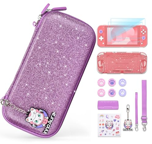 IA innoAura Ensembles d'étuis Switch Lite, Switch Lite Sac Violet Paillettes, Ensemble de valises